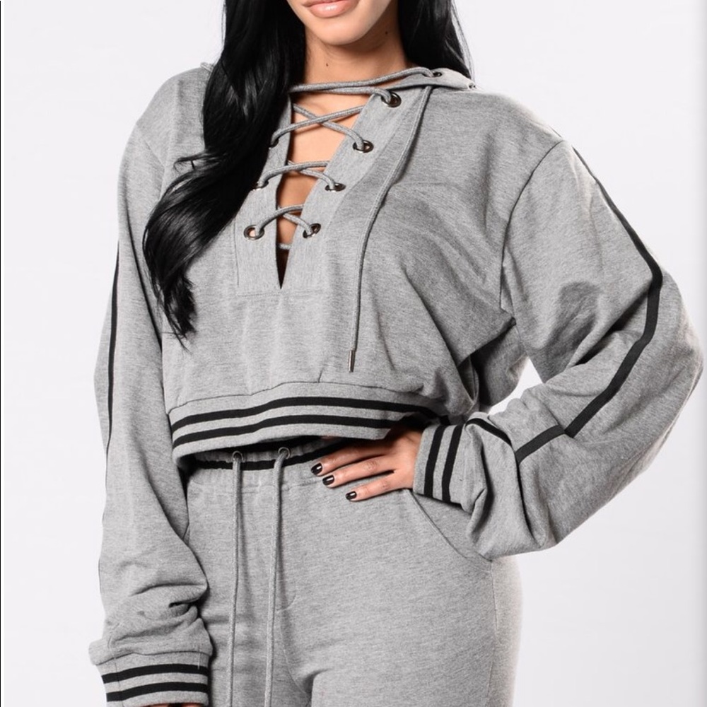 Fashion Nova. Charcoal Crop Top Jacket.